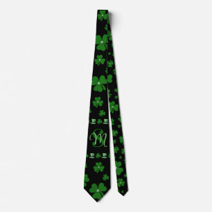 Personalized St. Patrick’s Day Shamrock on Black Tie