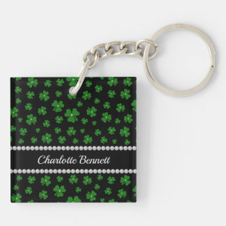 Personalized St. Patrick’s Day Shamrock with Pearl Keychain