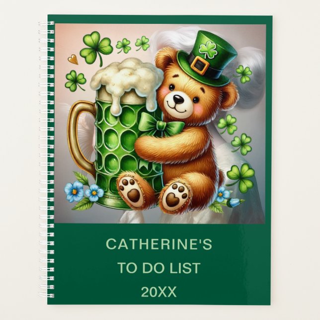 Personalized ST. PATRICK'S DAY BEAR IMAGE Planner (Front)