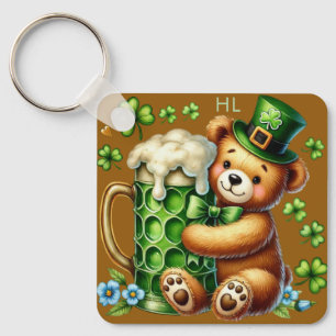 Personalized St. Patrick's Day Bear Keychain