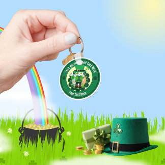 Personalized St. Patrick's Day Cat Shoemaker Keychain