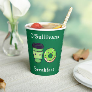 Personalized St. Patrick's Day Doughnut Coffee Paper Cups