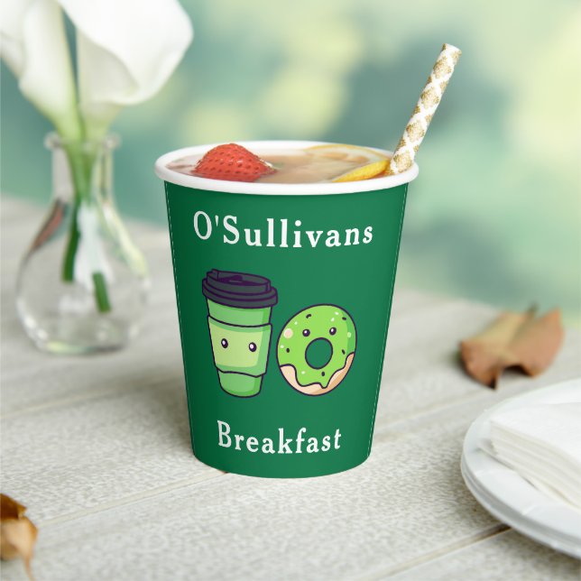Personalized St. Patrick's Day Doughnut Coffee Paper Cups (Insitu)