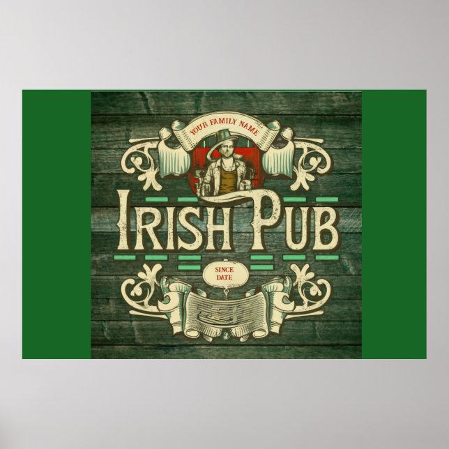Personalized St Patricks day Funny Irish Pub  Poster (Front)