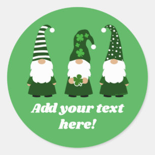 Personalized St Patricks Day Gnomes Cute Classic Round Sticker