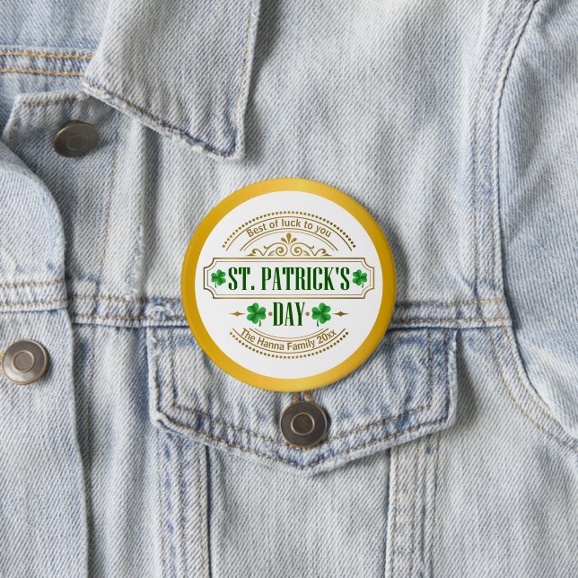 Personalized St. Patrick's Day I Luck of the Irish 3 Inch Round Button (In Situ)