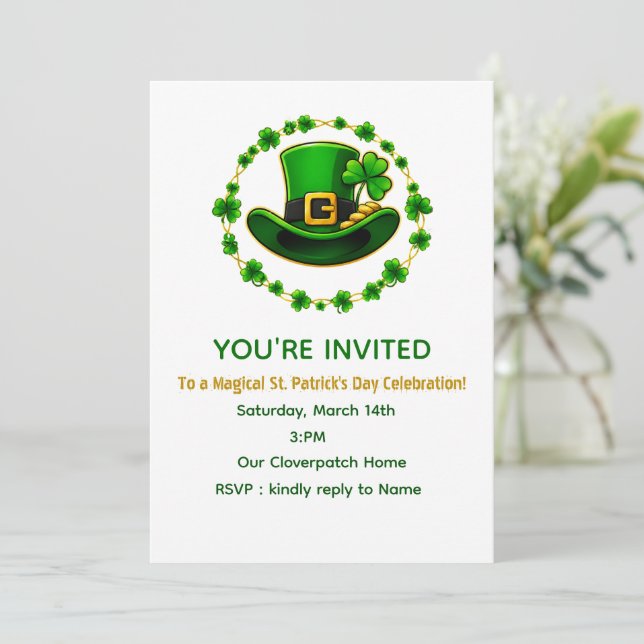 Personalized St. Patrick's Day Invite Card (Standing Front)