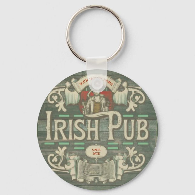 Personalized St Patricks Day Irish Pub Funny Keychain (Front)