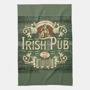 Personalized St Patricks Day Irish Pub Funny Kitchen Towel
