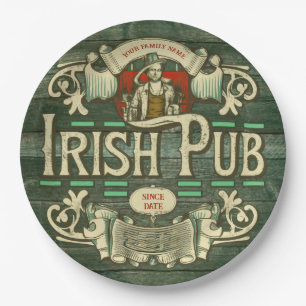 Personalized St Patricks Day Irish Pub Funny Paper Plate