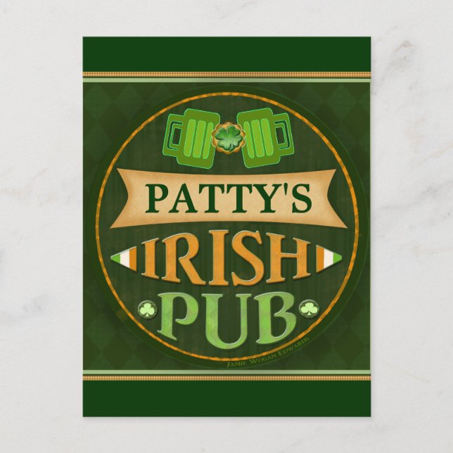 Personalized St. Patrick's Day Irish Pub Postcard (Front)