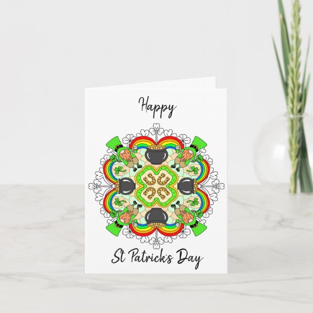Personalized St Patrick's Day Mandala   Holiday Card (Front)