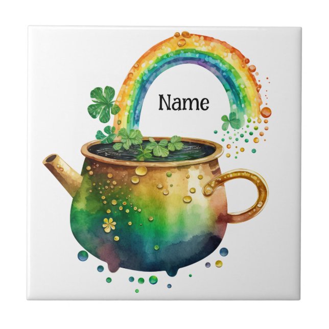 Personalized st. Patrick's day rainbow  Tile (Front)