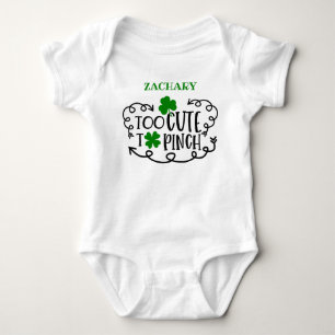 Personalized St Patricks Too Cute to Pinch Baby Bodysuit