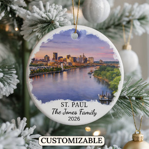 Personalized St. Paul Ornament, Custom Minnesota Ceramic Ornament