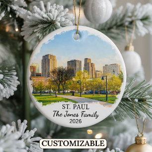 Personalized St. Paul Ornament, Custom Minnesota Ceramic Ornament