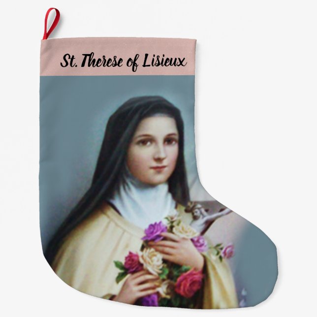 Personalized St. Therese the Little Flower Large Christmas Stocking (Front)