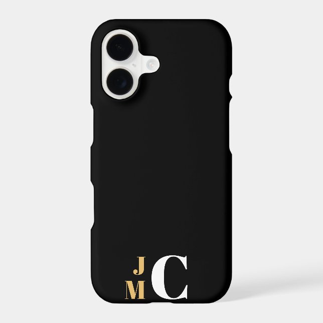 Personalized Stacked Initial, Black/Gold/White (Back)