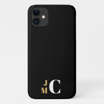 Personalized Stacked Initial, Black/Gold/White