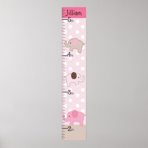 Personalized Stacked Pink Elephants Growth Chart