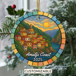 Personalized Stained Glass Amalfi Coast Ornament