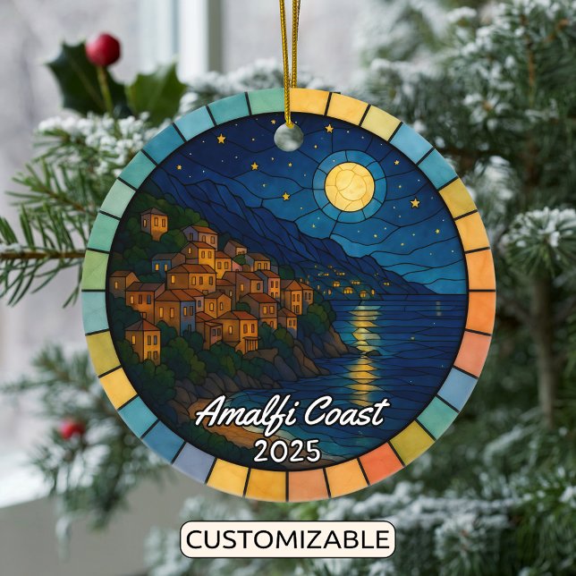 Personalized Stained Glass Amalfi Coast Ornament (Creator Uploaded)