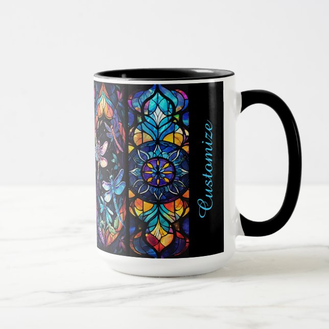 Personalized Stained Glass And Dragonflies Mug (Right)