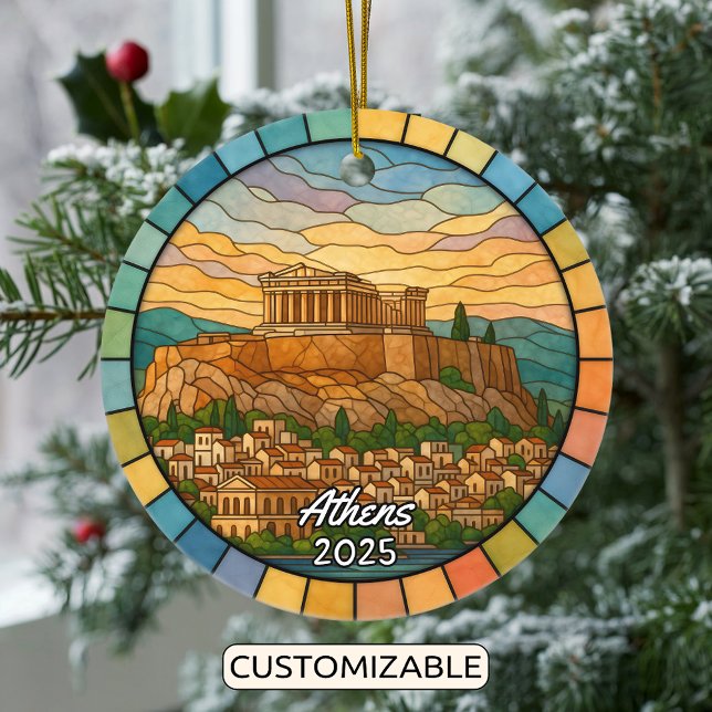 Personalized Stained Glass Athens Ornament (Creator Uploaded)