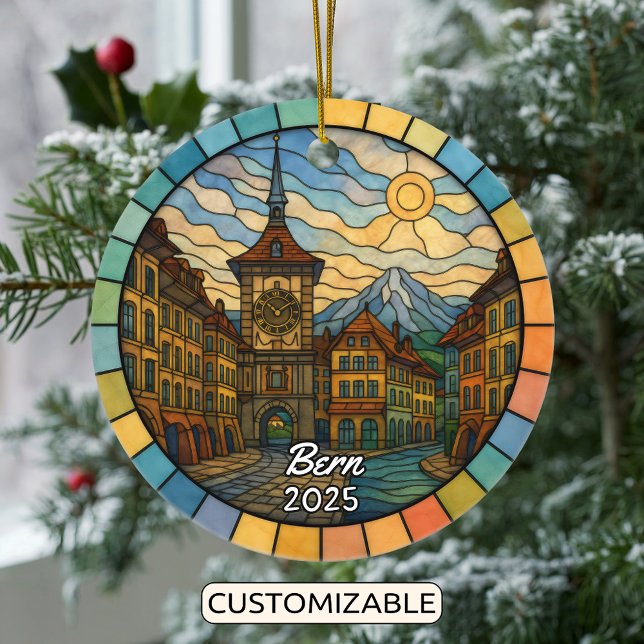 Personalized Stained Glass Bern Ornament (Creator Uploaded)