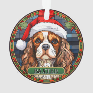 Personalized Stained Glass Cavalier King Charles  Ornament