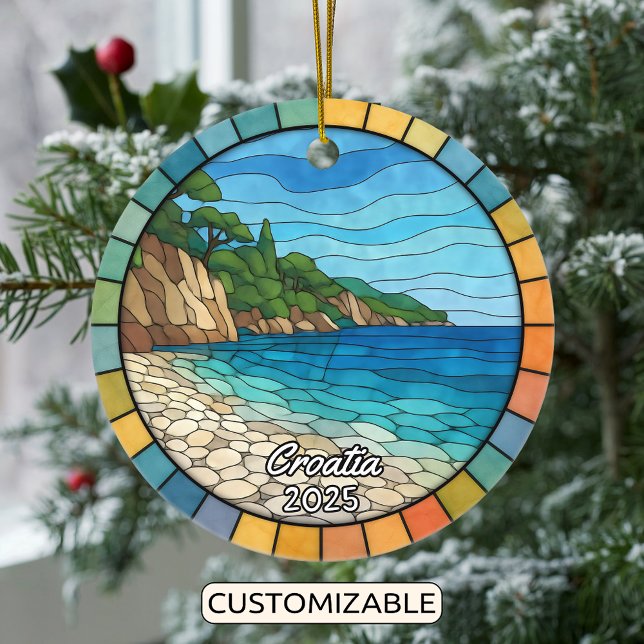 Personalized Stained Glass Croatia Ornament (Creator Uploaded)
