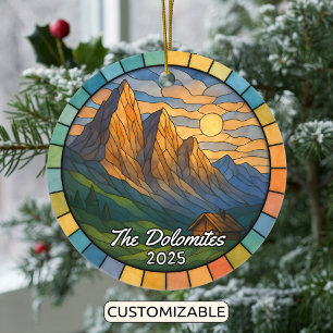 Personalized Stained Glass Dolomites Ornament