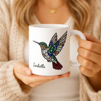 Personalized Stained Glass Hummingbird Coffee Cup