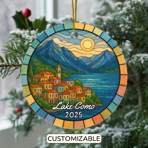 Personalized Stained Glass Lake Como, Italy Ceramic Ornament