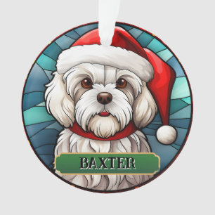 Personalized Stained Glass Maltese Ornament