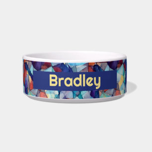 Personalized Stained Glass Pattern Pet Food Bowl