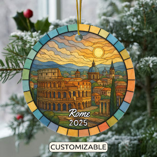 Personalized Stained Glass Rome Ornament, Italy Ceramic Ornament
