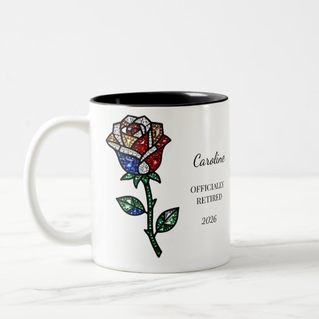 Personalized Stained Glass Rose Retirement Mug  (Left)