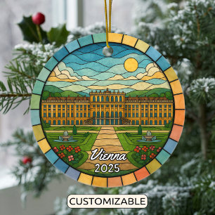 Personalized Stained Glass Vienna, Austria Ceramic Ornament