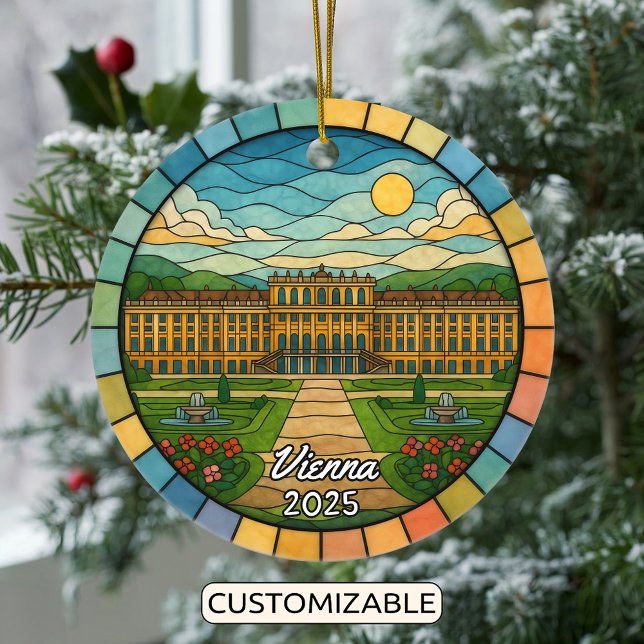 Personalized Stained Glass Vienna, Austria Ceramic Ornament (Creator Uploaded)