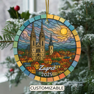 Personalized Stained Glass Zagreb, Croatia Ceramic Ornament