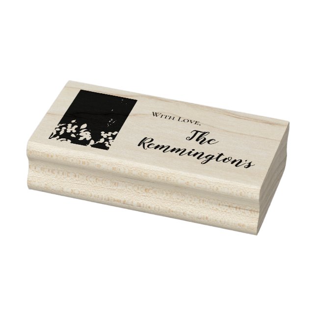 Personalized Stamp Cotton Branch on Dark Wood Stem (Stamp)