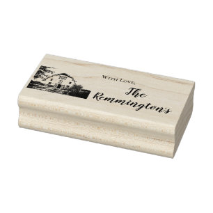 Personalized Stamp Sunset Barn Country Rustic Fiel