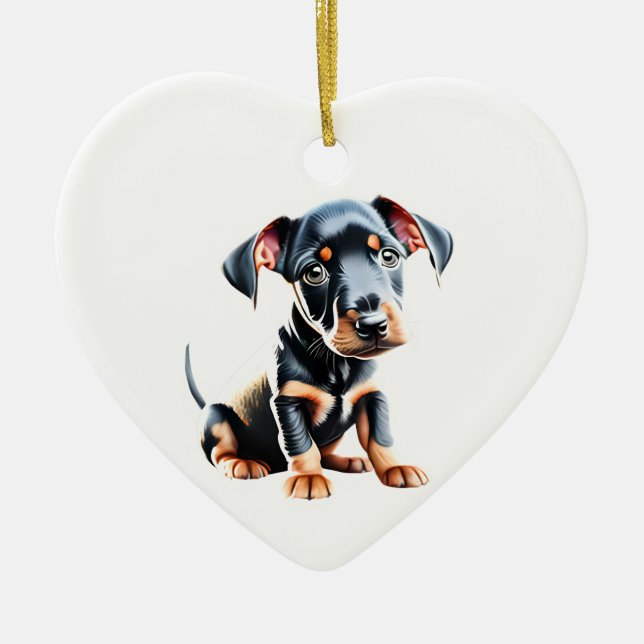 Personalized  Standard Manchester Terrier Puppy Ceramic Ornament (Front)