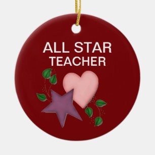 Personalized Star and Heart Teacher Ornament