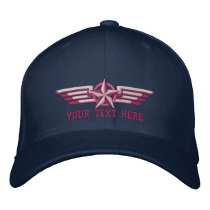 Personalized Star Badge Pilot Wings Embroidered Hat