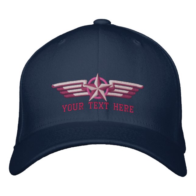 Personalized Star Badge Pilot Wings Embroidered Hat (Front)