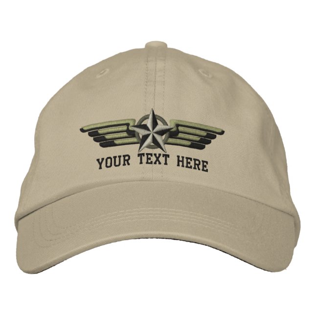 Personalized Star Badge Pilot Wings Embroidered Hat (Front)