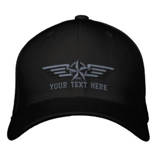 Personalized Star Badge Pilot Wings Embroidered Hat