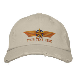 Personalized Star Badge Pilot Wings Embroidered Hat